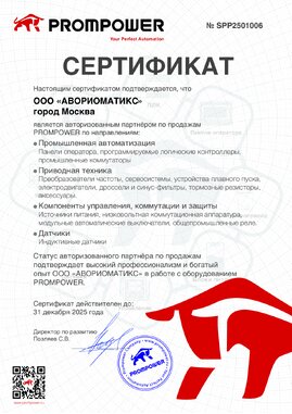 Сертификат prompower_2025, 2025